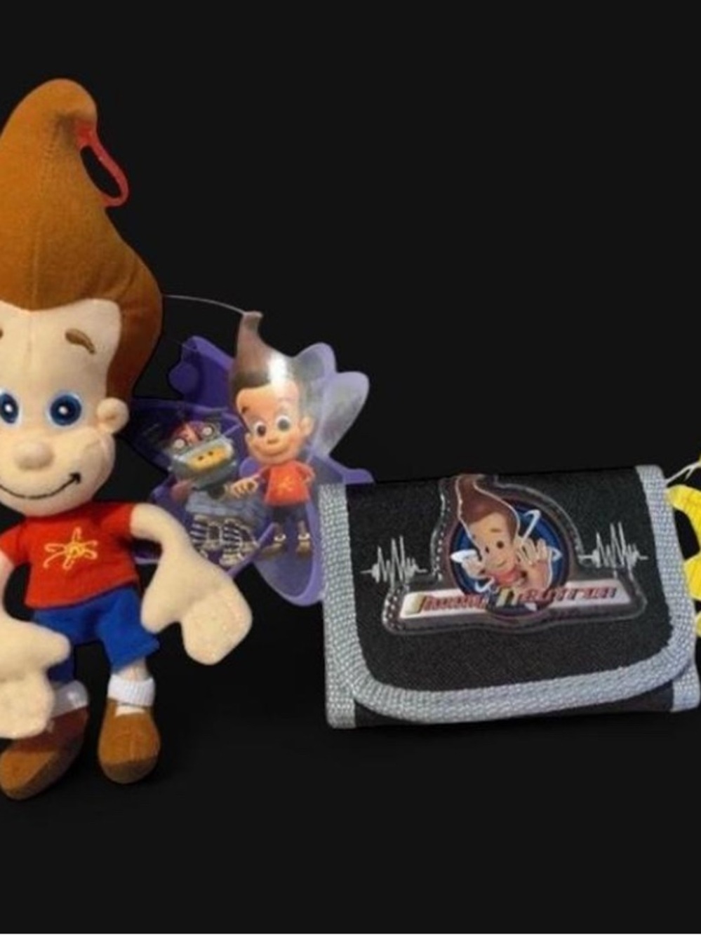 Nickelodeon Jimmy Neutron Plush Keychain and Wallet Set - Brown/Red/Blue